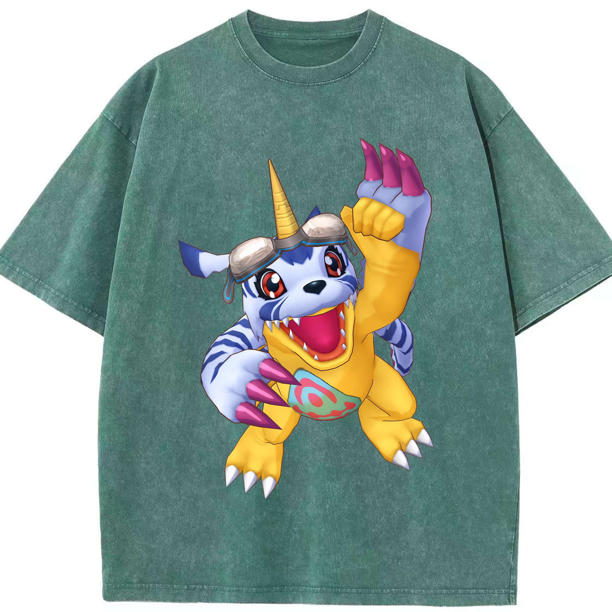 （画像用） Digimon デジタルモンスター/デジモン 綿100% ヴィンテージ風 半袖Tシャツ（フロントプリント）